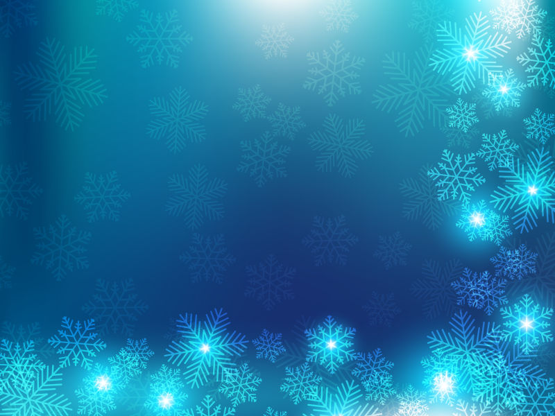 蓝色和白色雪花的风格各异矢量