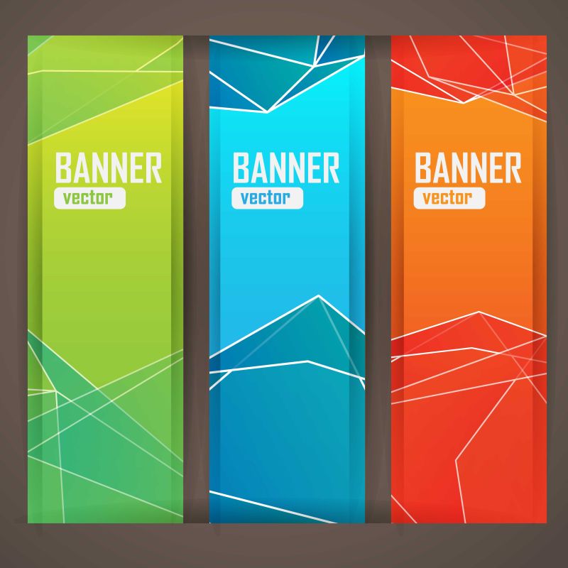 矢量彩色多边形几何抽象横幅设计