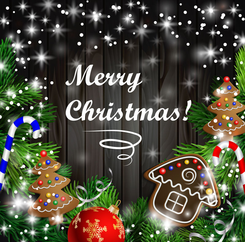圣诞节饼干和雪花的背景矢量设计
