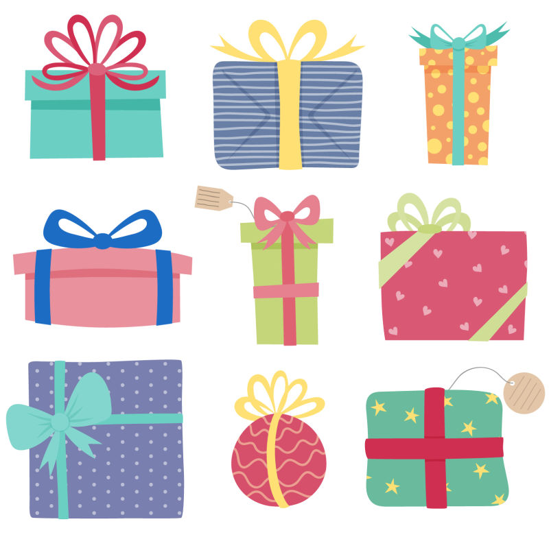 矢量圣诞彩色礼物盒背景