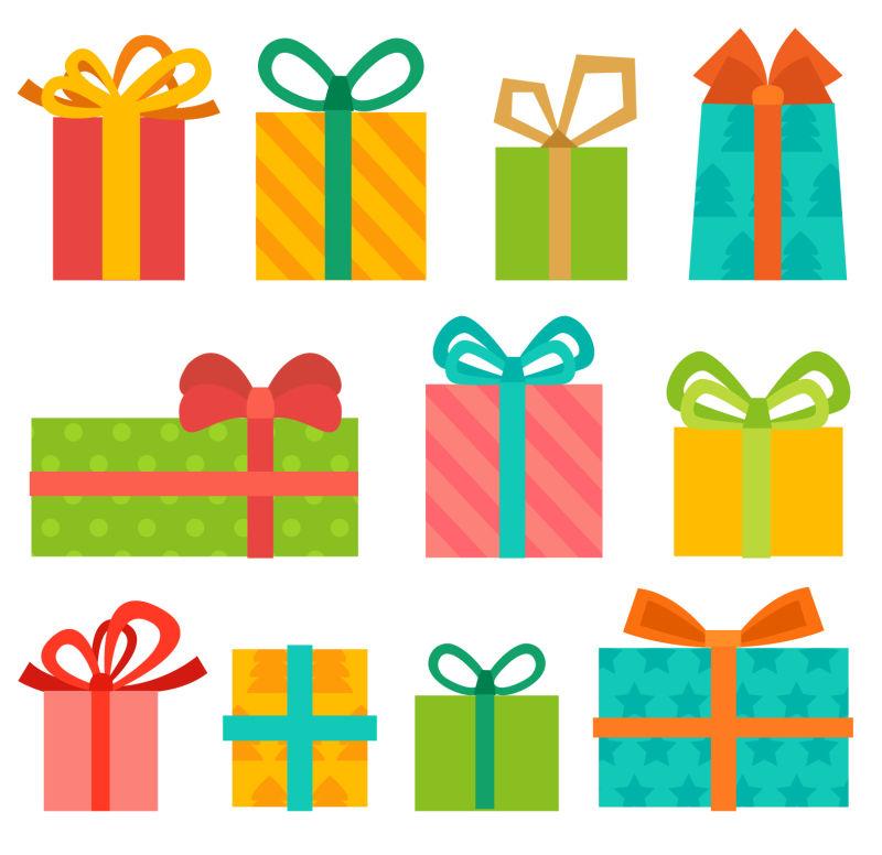 矢量时尚多彩圣诞礼物