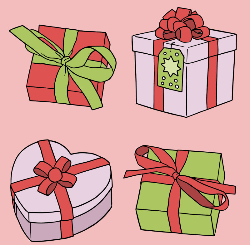 矢量粉色圣诞礼物背景