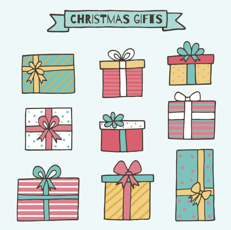 矢量条纹波点的圣诞礼物