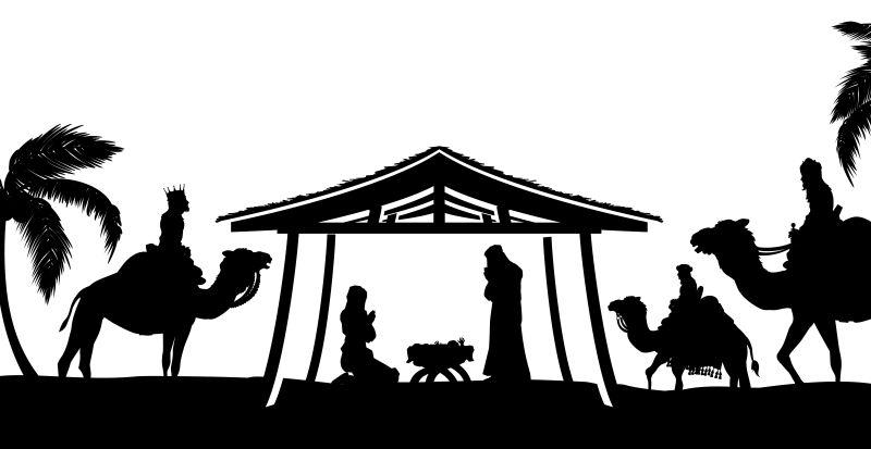 基督诞辰现场矢量剪影