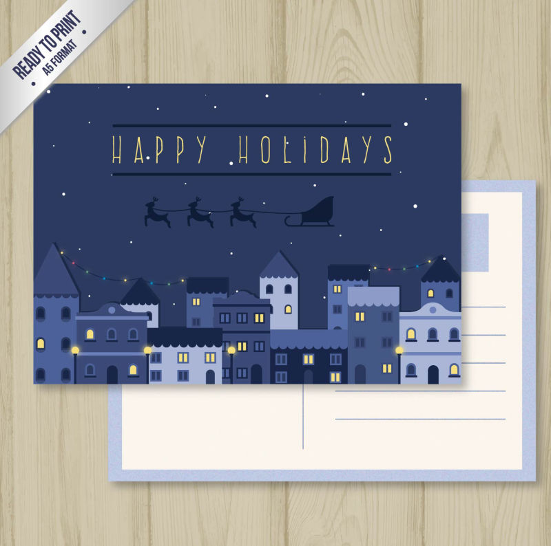 现代圣诞卡片矢量设计