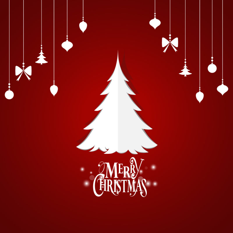 红色创意圣诞树矢量图