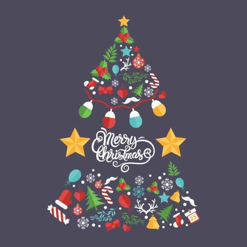 圣诞树装饰标志矢量设计