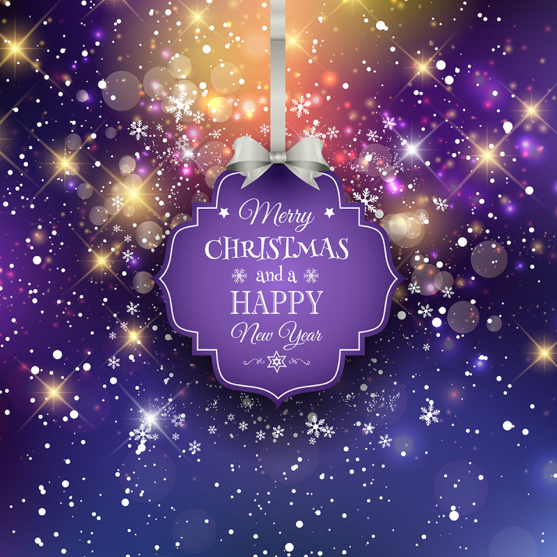 紫色的圣诞背景矢量插图