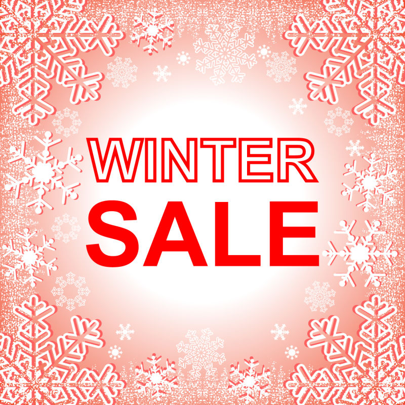 矢量圣诞节雪花红色标题销售背景