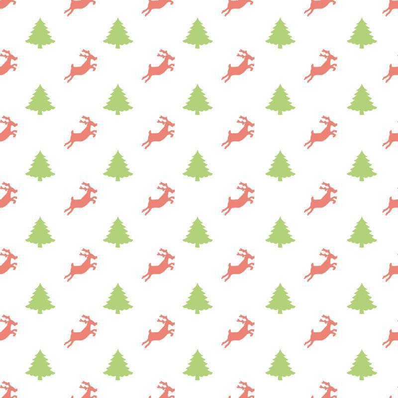 驯鹿和圣诞树元素图案背景矢量