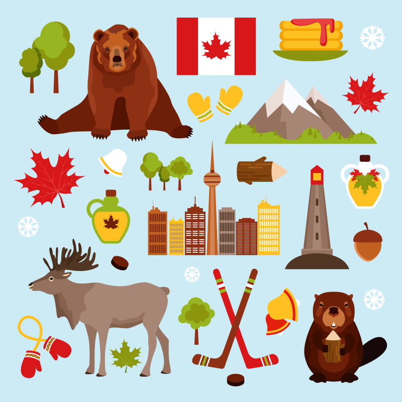矢量象征加拿大的文明景观和标志