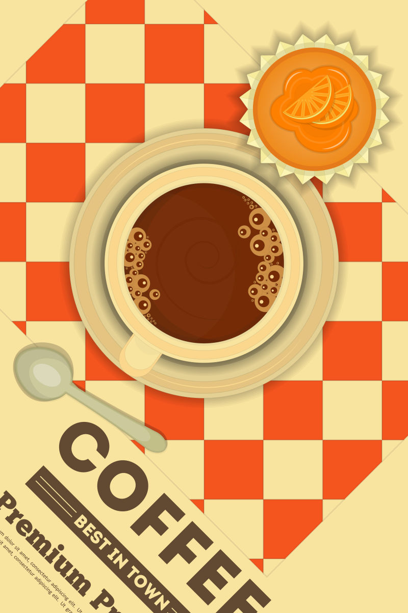 橙色和红色设计的咖啡店菜单封面矢量设计