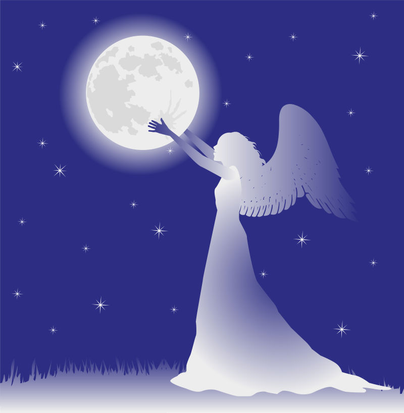 天使抱着月亮的图片图片