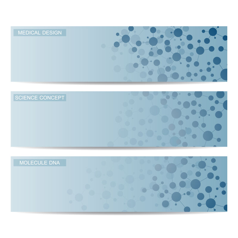 DNA和神经元的分子结构矢量横幅设计