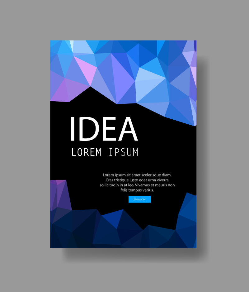 创意矢量蓝色几何三角元素的书刊封面设计