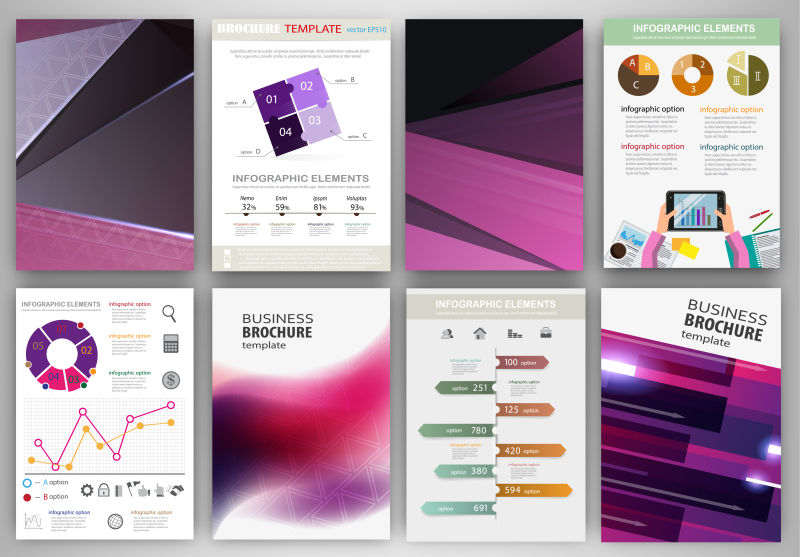 紫色商业背景与抽象概念信息图形矢量图