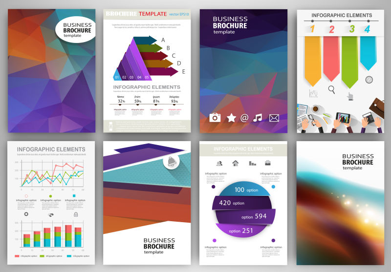 彩色商务宣传单矢量设计
