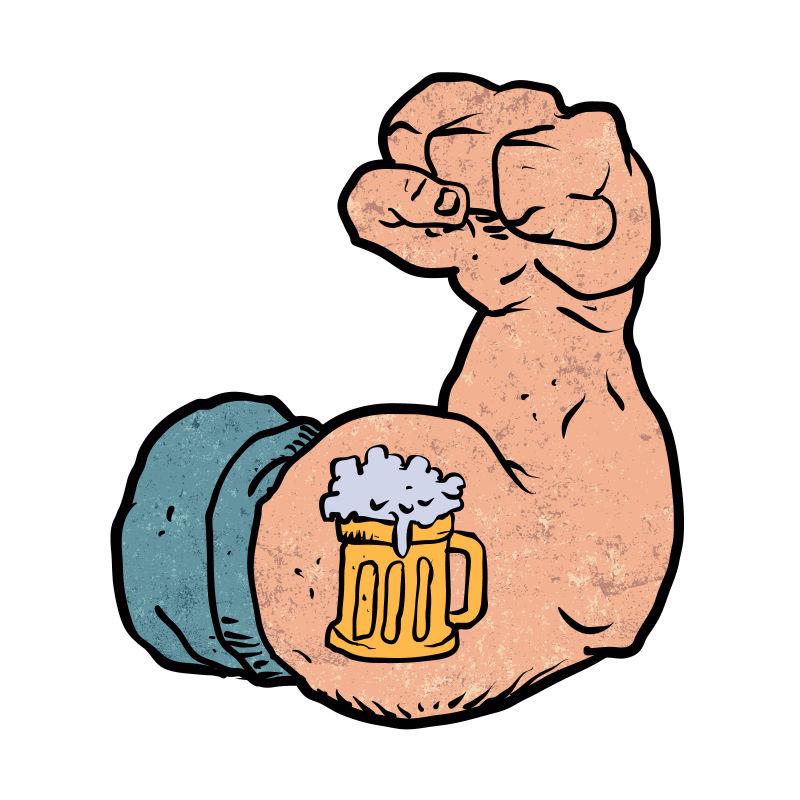手臂纹身啤酒纹身矢量