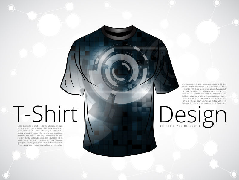 T恤抽象科幻图案矢量设计
