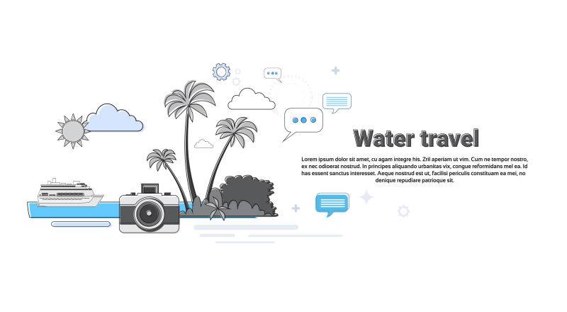 水上游轮旅游网络旗帜矢量插图