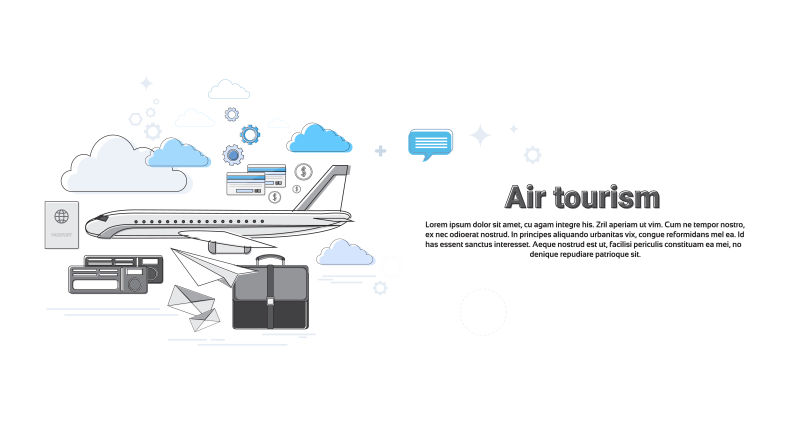 飞机运输空中旅游网络旗帜矢量插图
