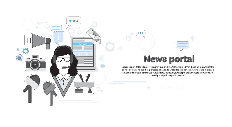 新闻互联网门户应用Web条幅矢量插图