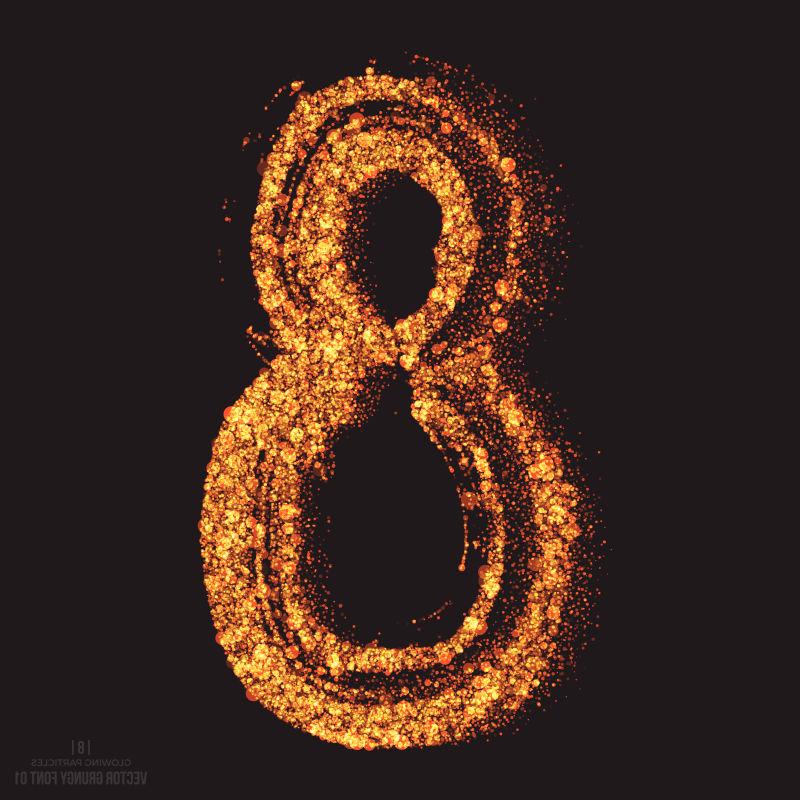 矢量金色光辉数字8