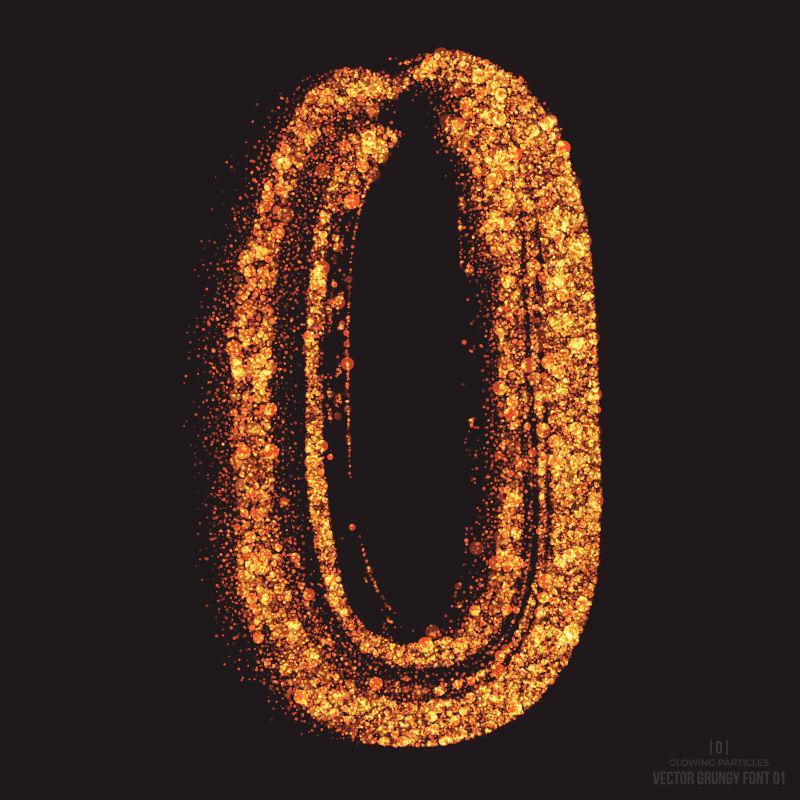 矢量金色光辉数字0