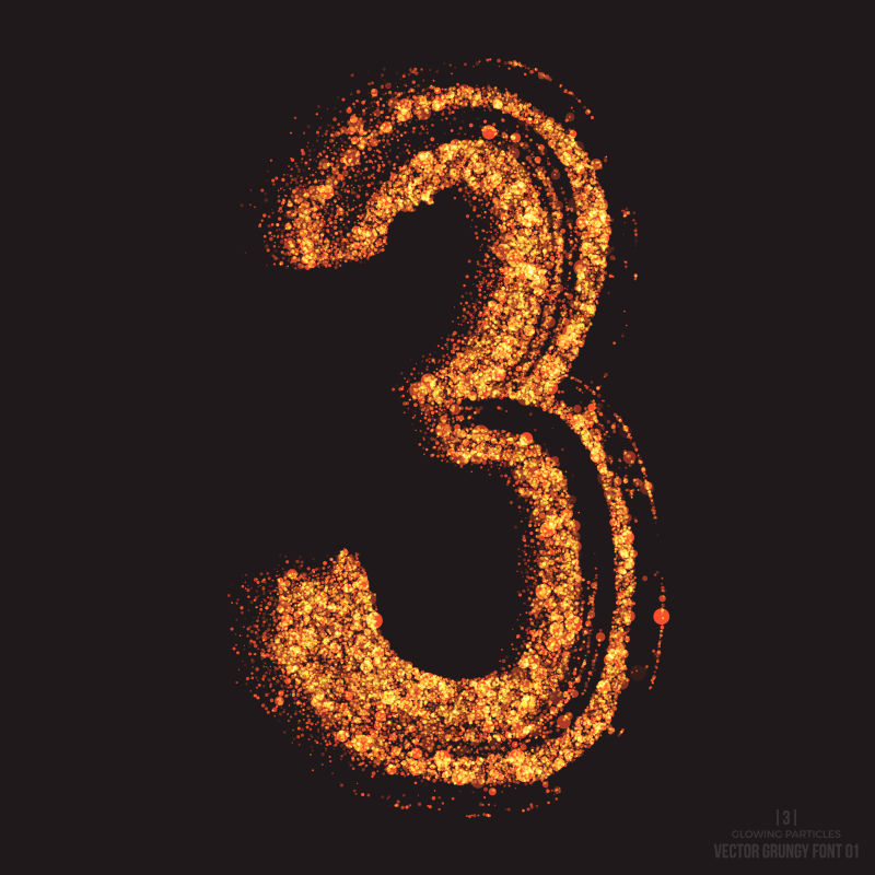 矢量金色光辉数字3