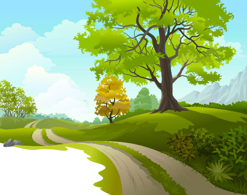 矢量手绘风景插图背景