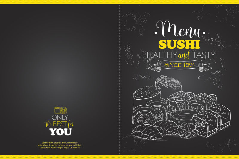 创意矢量黑板风格的寿司菜单设计
