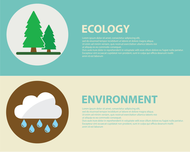 绿色能源与污染插图平面设计
