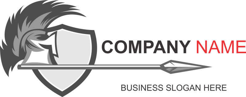 手拿盾牌和长矛的人标识矢量创意logo设计