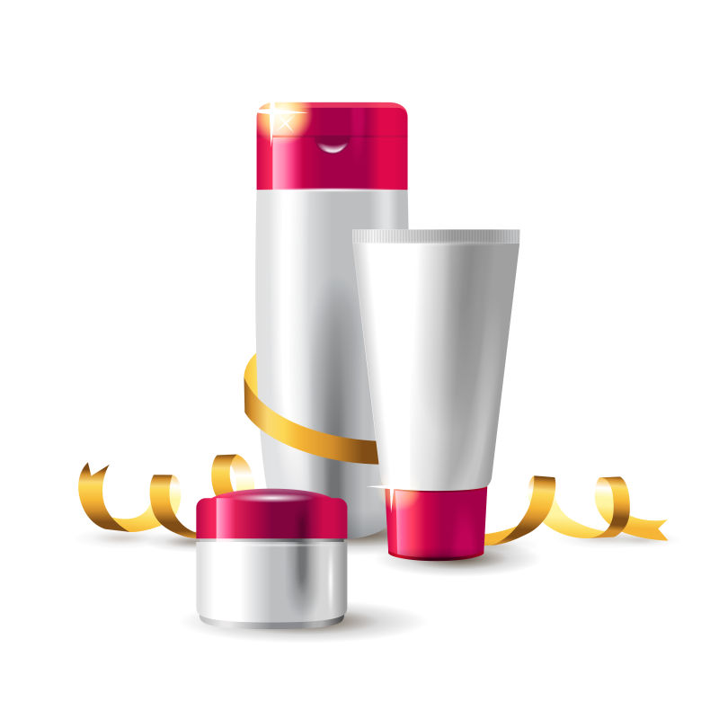 化妆品包装和粉红色的帽子矢量