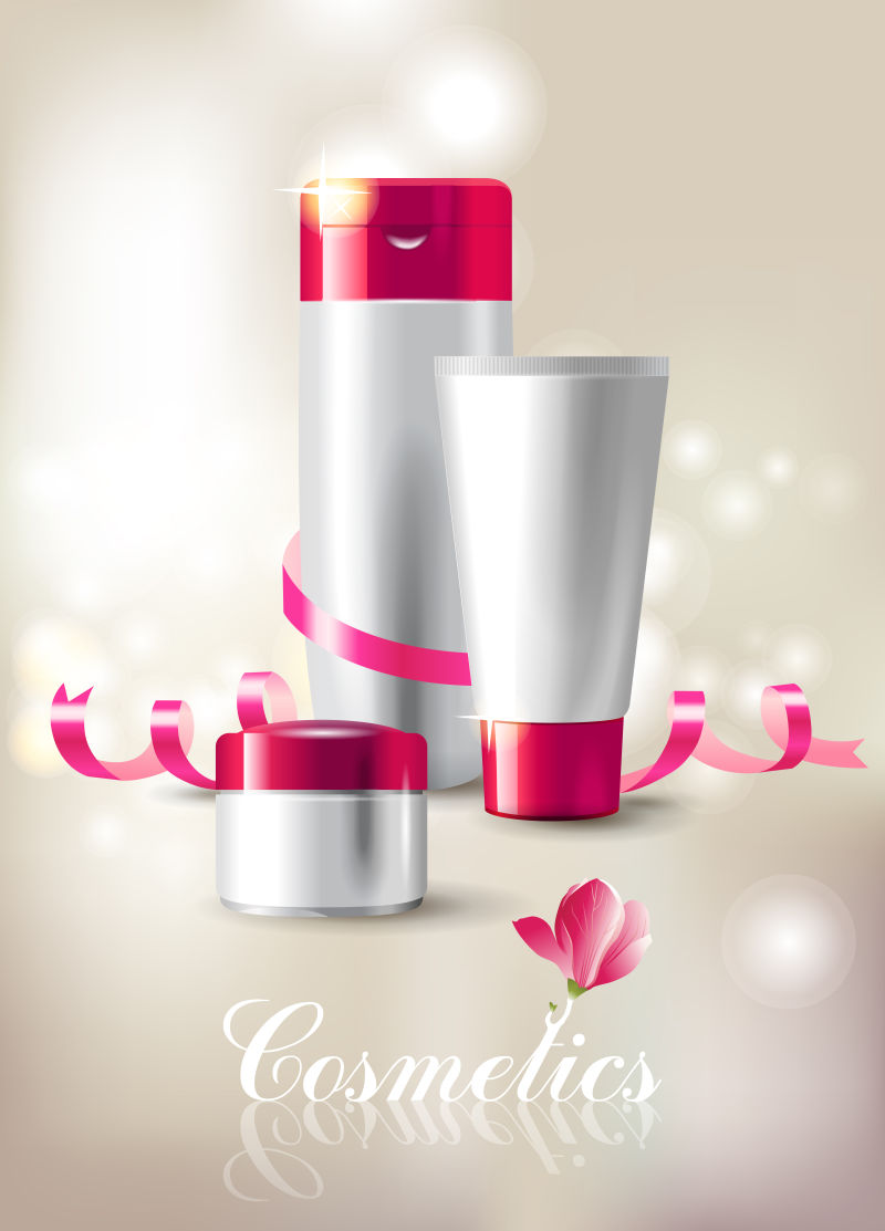 美丽的背景与化妆品包装矢量