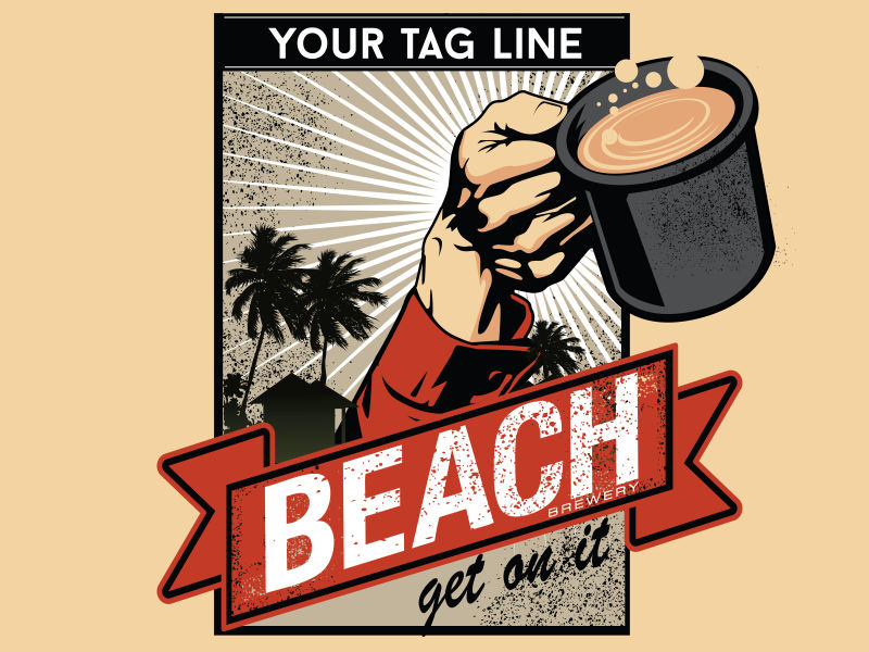 手拿啤酒标志矢量