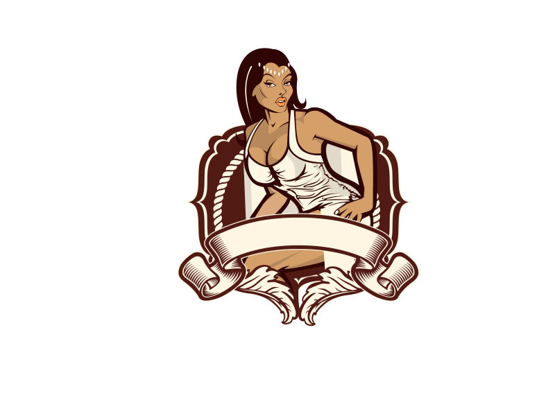 身穿白色性感衣裙的美女矢量