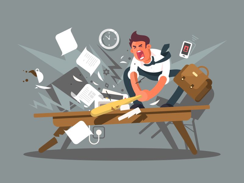 矢量愤怒的雇员卡通形象设计