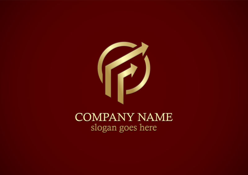 矢量圆形箭头黄金公司标志