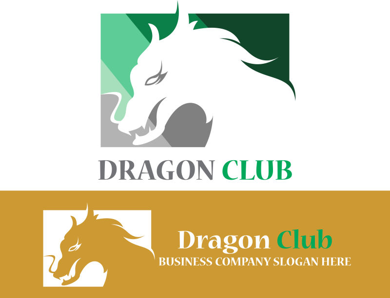 橙色和白色的坏笑的龙标志矢量创意logo设计