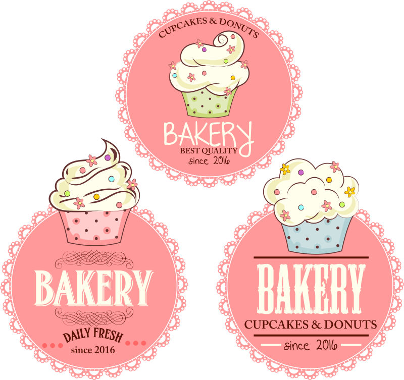 矢量的创意面包店标签设计