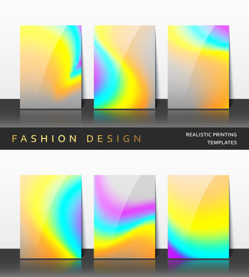 彩色抽象模糊插图的杂志封面矢量设计