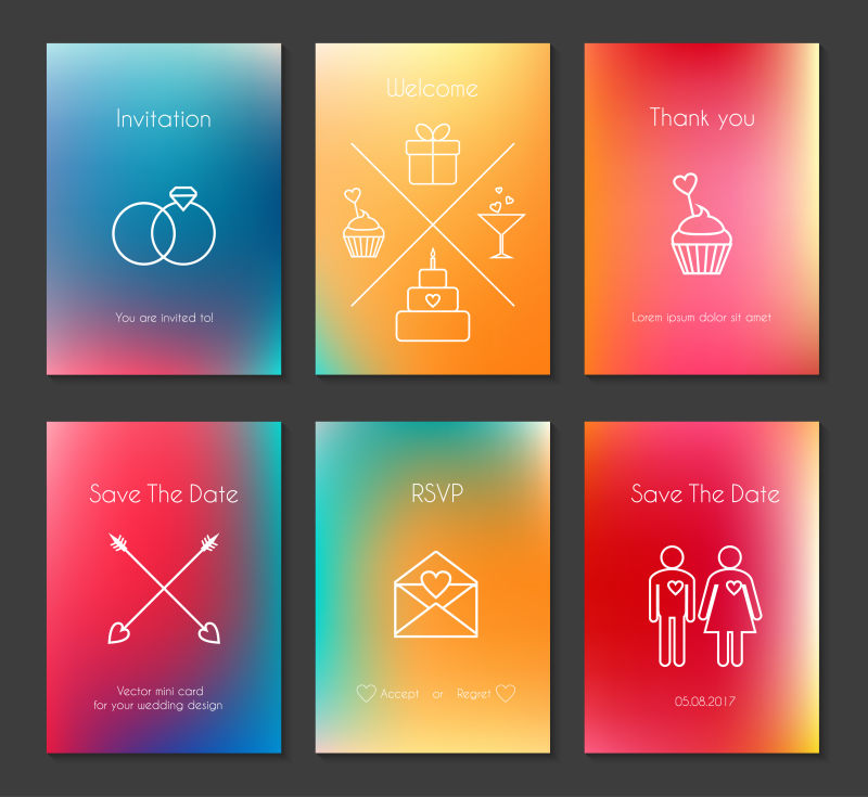 矢量婚礼卡片插图