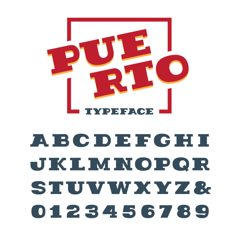 创意矢量复古宽版衬线数字字母设计元素