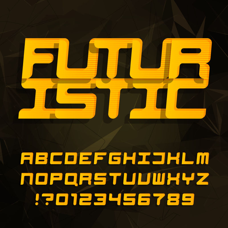 矢量倾斜类型字母和数字