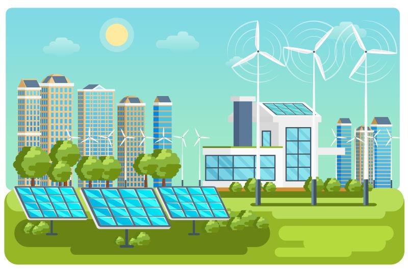 自然界的绿色可再生能源的利用矢量