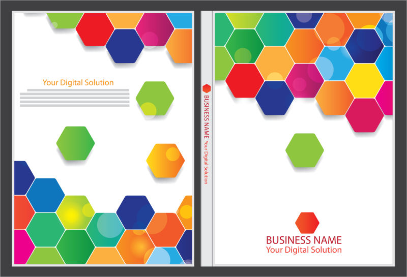 六边形图案年报封面矢量设计