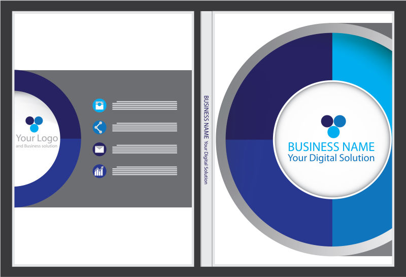 矢量的蓝色环形图案年报封面设计
