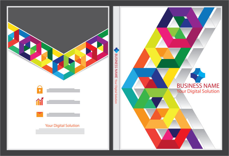 矢量的彩色立体图案封面设计