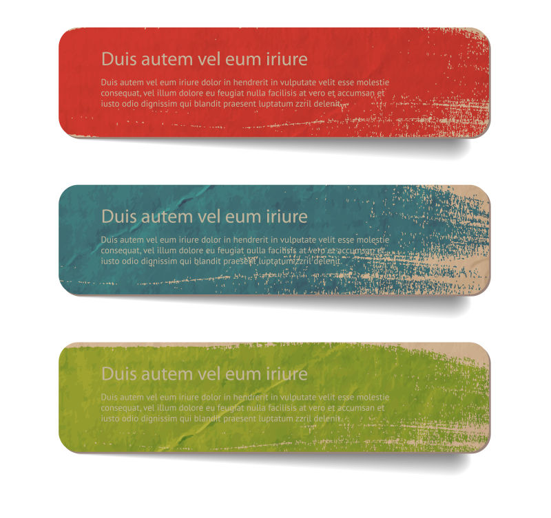 创意矢量三色水彩元素的纸质横幅设计